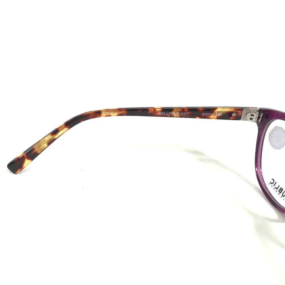 Public Eyeworks Eyeglasses Frames BELLEVUE-C01 Purple Tortoise Cat Eye 53-13-140